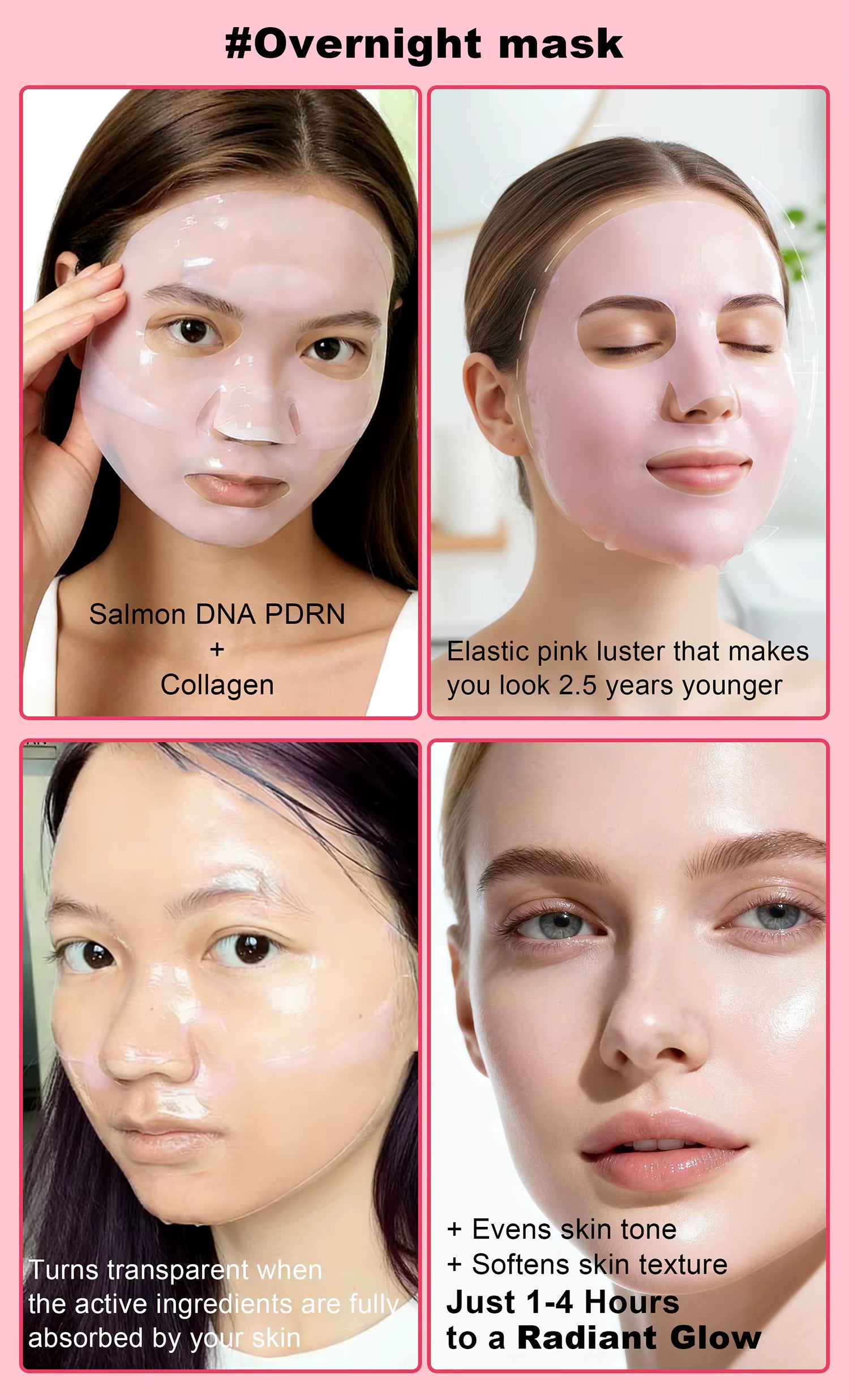 PDRN Sodium DNA Collagen Face Mask Bio-Collagen Hydrogel Sheet Mask for Skin Barrier Recovery and Glow