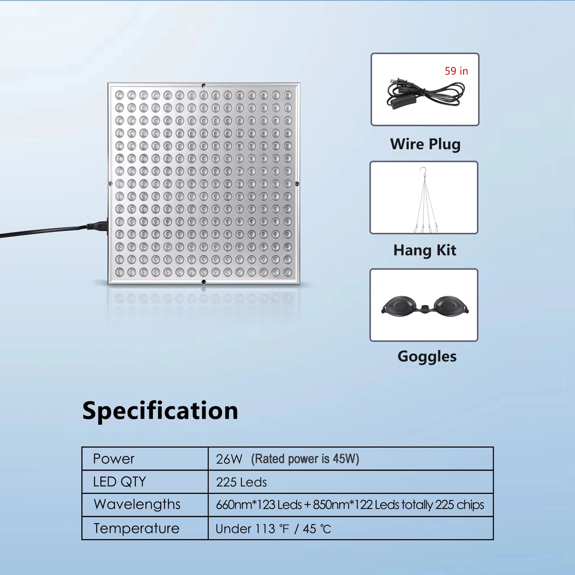 LED Red Light Therapy Panel – 225 LEDs For Skin & Pain